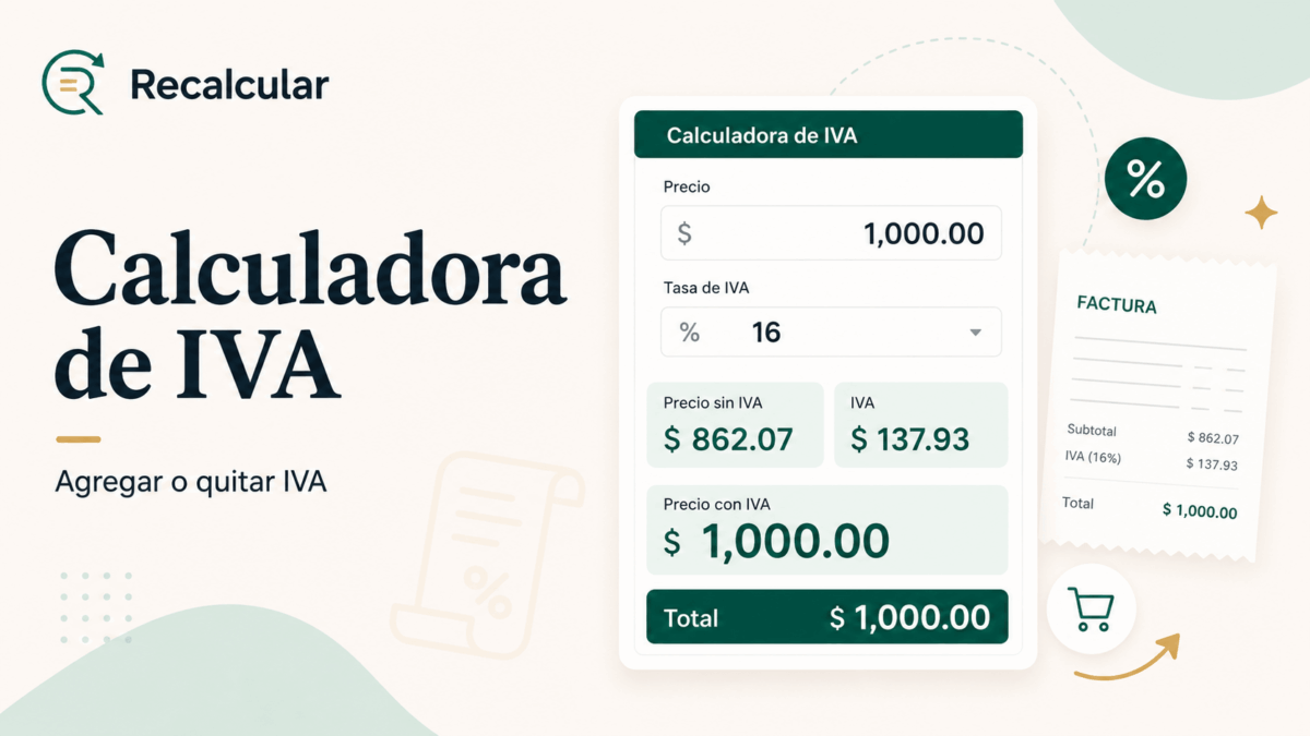 Calculadora de IVA para agregar o quitar IVA de una cantidad