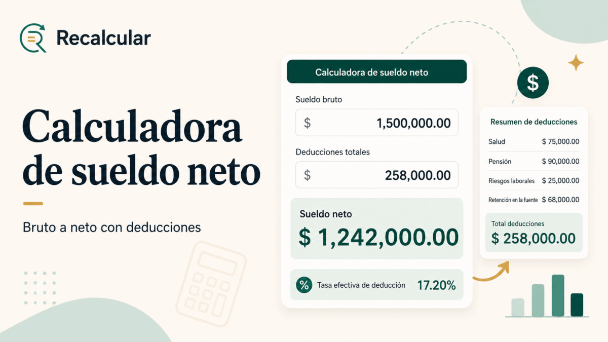 Calculadora de sueldo neto a partir de sueldo bruto y deducciones