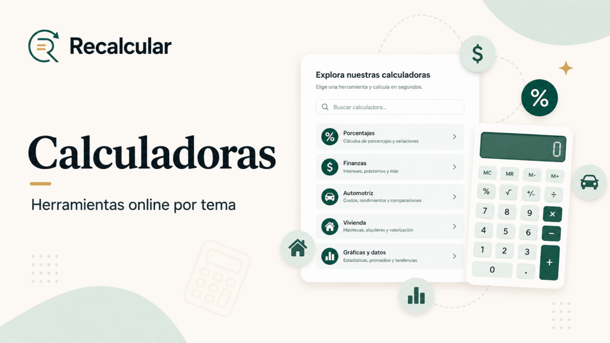 Calculadoras online por tema para resolver cálculos cotidianos