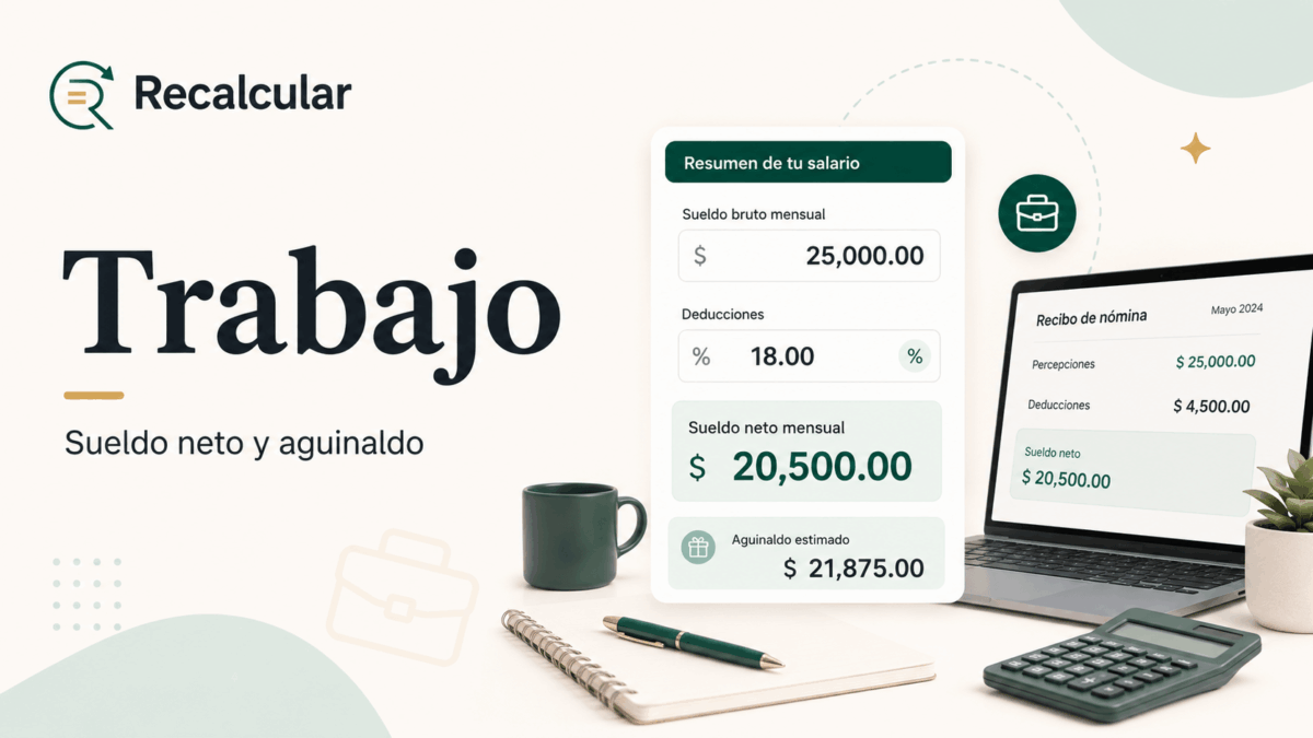 Calculadoras de trabajo para estimar sueldo neto, aguinaldo y prestaciones